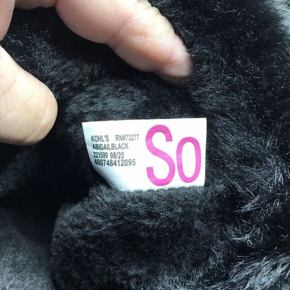 SO for Kohl's Womens Abigail Boots Faux Fur Black Slip On Button Detail Size 8 M - Picture 4 of 11